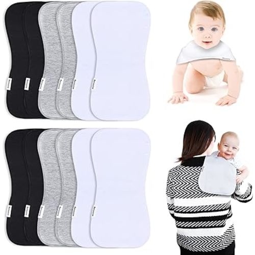 Baby Burp Cloths & Baby Bibs 2-in-1 Design Large Size 3 Layers Thicken 100% Cotton Super Absorbent and Soft Baby Spit Up Burping Rags Baby Burp Cloth Set for Boys and Girls Solid 12 Pack