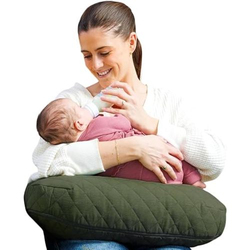 Boppy Nursing Pillow - Ergonomic Bottle & Breastfeeding Pillow with High, Firm, Large Area, Water-Repellent Cushion with Washable Cover; Baby Safety Alliance Verified - Quilted Moss