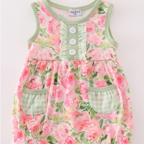 Pink blossom charm print girl bubble – HoneyBean