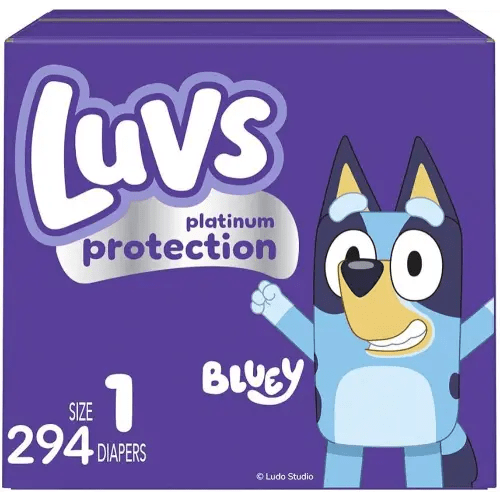 Luvs Size 1 Baby Diapers, Platinum Protection Bluey Diapers for Day & Night, Size 1, 294 Count (Packaging May Vary)