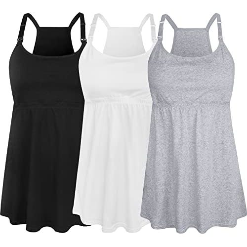 SUIEK Womens Maternity Nursing Tank Tops Cotton Breastfeeding Nightgown Maternity Sleepwear