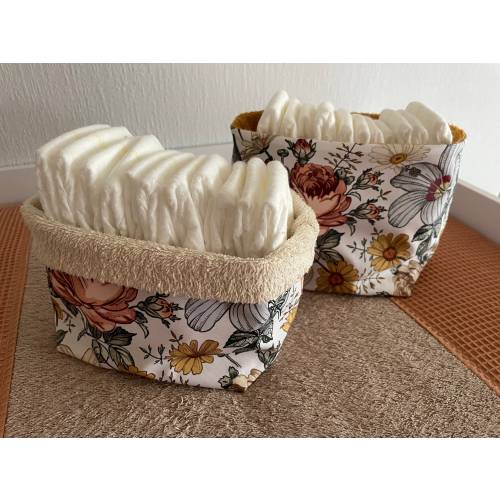 Utensilo, Vintage Flowers Storage Basket, Water resistant Diaper Storage Basket, Diaper caddy Basket