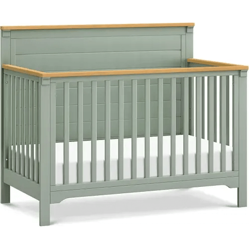 DaVinci Shea 4-in-1 Convertible Crib in Light Sage and Honey, GREENGUARD Gold Certified