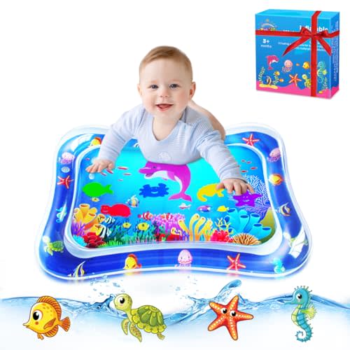 ZMLM Baby Tummy Time Water Mat for Babies: Baby Toys Gifts for Newborn Infant 3 6 9 12 Month Boy Girl Inflatable Activity Playmat Sensory Mat Toddler Belly Time Pat Indoor (Blue)