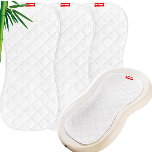 Moonsea Quilted Thicker Changing Pad Liner 3 Pack Waterproof, Fit for Changing Table Liners are Warm On a Baby's Back Non-Slip Design Reusable Pads Machine Washable, White