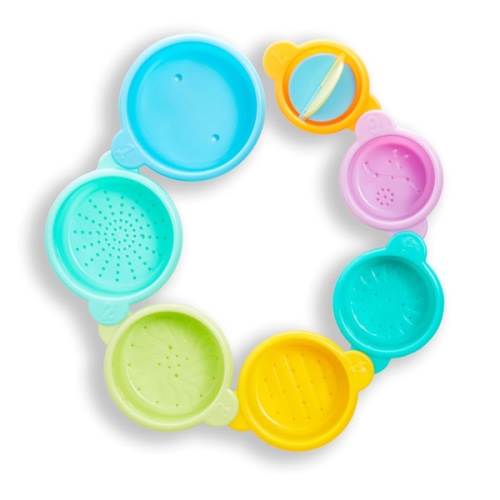 Munchkin Connect-A-Cup Bath Toy, Stacking and Straining Cups for Baby and Toddler