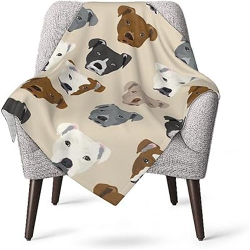 Pitbull Heads Baby Blanket Super Soft with Double Layer Dotted Backing 30 X 40 Inch Newborn Receiving Blankets