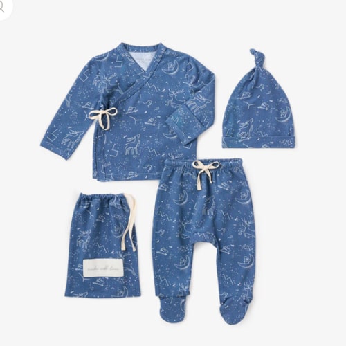 Blue Magic Sky Printed Organic Cotton Layette Set – Elegant Baby