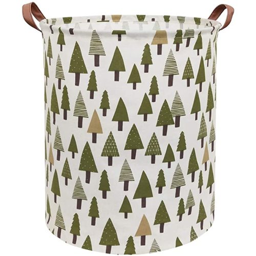 Large Storage Bins,Canvas Fabric Laundry Basket Collapsible Storage Baskets for Home,Office,Toy Organizer,Home Decor (Tree)