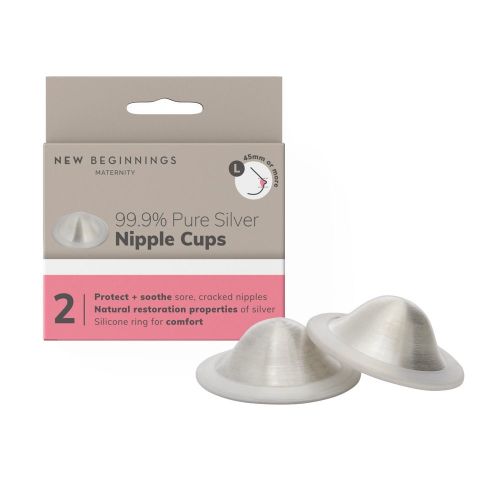 New Beginnings Silver Nursing Cups L - 2 Pack