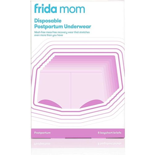 Frida Mom Women's Postpartum, Disposable Boyshort Underwear Size Regular (Waist 28"-42" Stretched), Grey - Regular (Waist 28"-42" stretched)