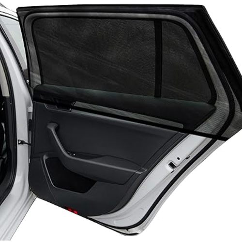 Car Window Shades, 2 Pack Breathable Mesh Side Car Window Sun Shades, Stretch Car Window Screens for Baby/Camping Heat Block UV Protection, Back Window Covers for Car, Truck, SUV, Van-(L 23x49x21)