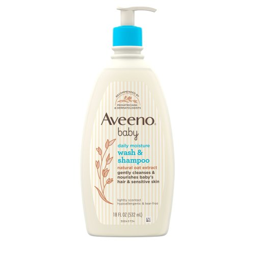 Aveeno Baby Daily Moisture Wash & Shampoo, Oat Extract, 18 fl. oz