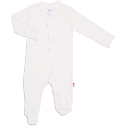 Magnetic Me Footie Pajamas Soft Modal Baby Sleepwear with Quick Magnetic Fastener | Boys and Girls Sleeper Preemie-24 Months - 0-3 Months - Egret