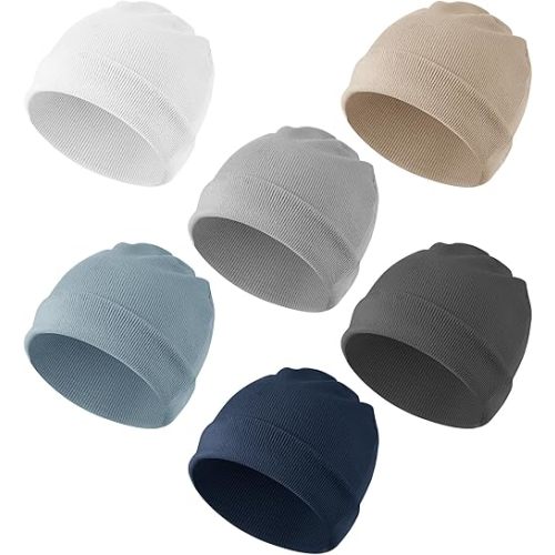 Konssy 6 Pack Baby Beanie Hats for Unisex, Toddler Beanies Baby Girl Boy Hat Warm Cap for Baby, Infant, Toddler