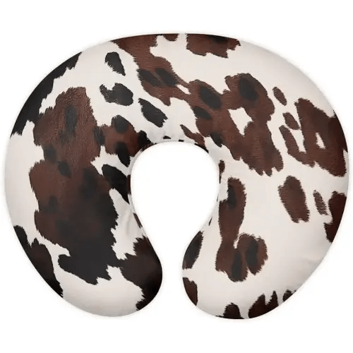 Jeiento Ultra Soft Nursing Pillow Covers Brown Cow Print Newborn U-Shaped Breastfeeding Pillowcase Cushion Cover Elastic Nursing Pillow Slipcovers for Newborn Infant Bottle Breast Feeding Pillow