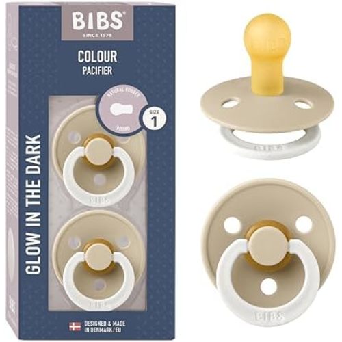 Bibs Pacifiers Color Collection, Set of 2 BPA-Free Latex Pacifiers Made in Europe, Round Nipple Baby Pacifier.