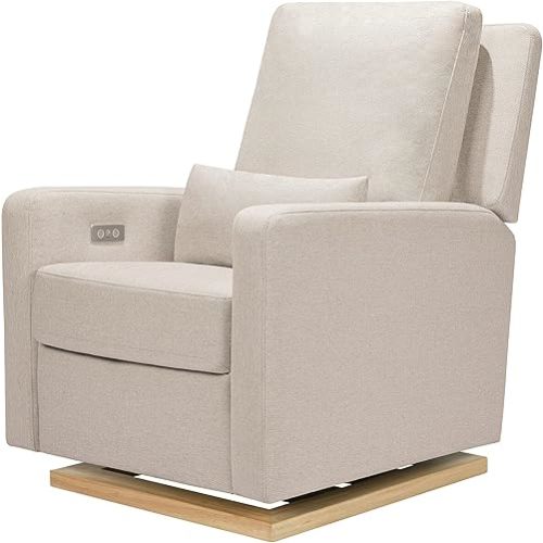 Babyletto Sigi Electronic Power Recliner & Glider with USB Port in Performance Beach Eco-Weave, Water Repellent & Stain Resistant, Greenguard Gold and CertiPUR-US Certified