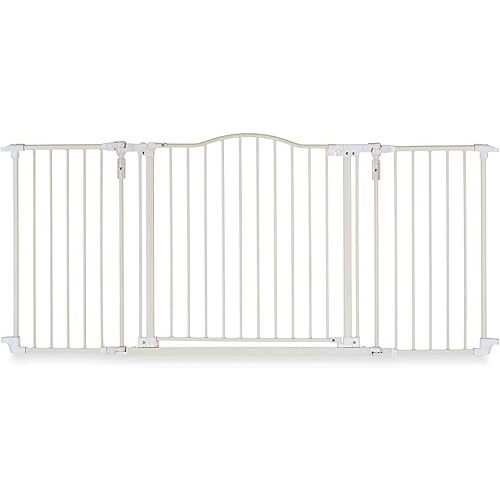 Toddleroo by North States 72” wide Deluxe Décor Baby Gate: Sturdy safety gate with one hand operation. Extra wide baby gate. Hardware Mount. Fits 38.3 - 72” Wide. (30" Tall, Warm White)