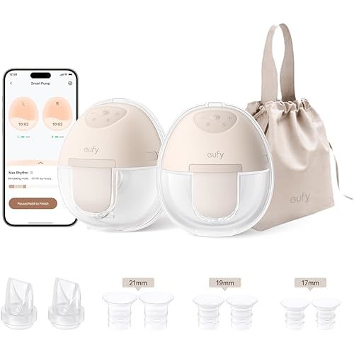 eufy Wearable Breast Pump E10, Hands-Free Electric Breast Pump with App Control, Hospital Grade Suction for More Milk, Personalized Smart Rhythm, Portable,17mm - 24mm Flanges, Leak-Proof & Ultra-Quiet