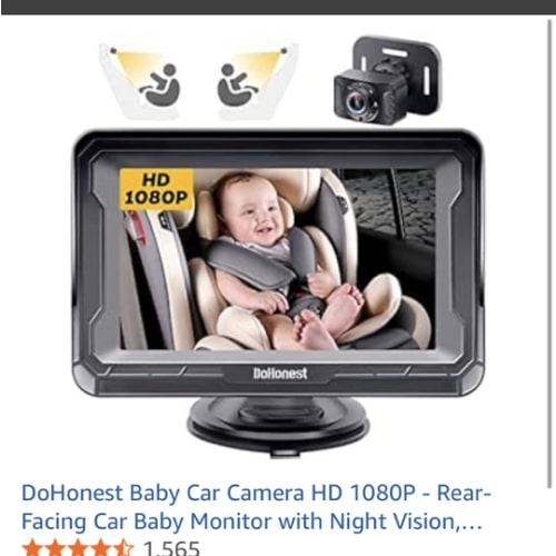 DoHonest Baby Car Camera HD 1080P - Rear-Facing Car Baby Monitor with Night Vision, Adjustable View Angle, Easy Setup, Anti-Glare Display, Safety for Kids & Infants
