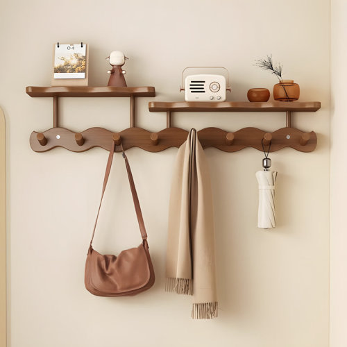 Latitude Run® Wave Wall Hooks For Entryway Bedroom Door No Drill Hanging Organizer Coat Rack Storage Shelf & Reviews | Wayfair