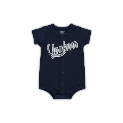 Newborn & Infant Navy New York Yankees Stripe Power Hitter Romper, 0-3 M