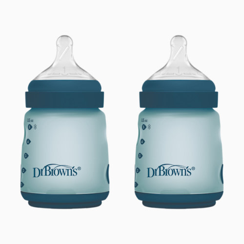 Options+ Wide-Neck Silicone Baby Bottles - Blue, 5 Oz