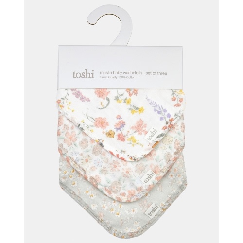 Toshi Baby Washcloth Muslin Isabelle - 3pcs | Face Washers | Baby Bunting AU