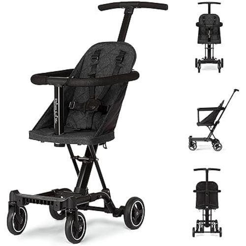 Lightweight and Compact Coast Rider Stroller with One Hand Easy Fold, Adjustable Handles and Soft Ride Wheels, Black