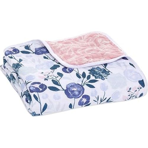 Aden + Anais Essentials Dream Blanket, Muslin Baby Blankets for Girls & Boys, Ideal Lightweight Newborn Nursery & Crib Blanket, Unisex Toddler & Infant Bedding, Shower & Registry Gift, Flowers Bloom