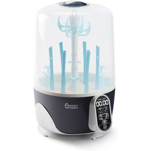 Babymoov Turbo Pure Steam Sterilizer Dryer, Patented Purified Sterilization, Fast & Clean Drying, Baby Bottle Storage and Easy Use (Elimates 99.9% of bacteria)
