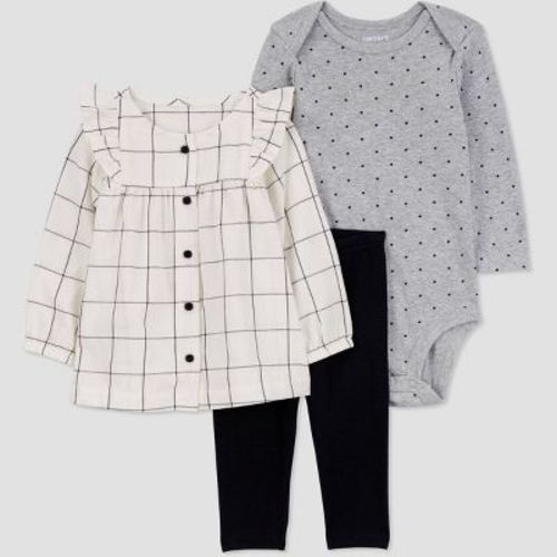 Carter's Just One You®️ Baby Girls' Polka Dot 3pc Top & Bottom Set - White 3m