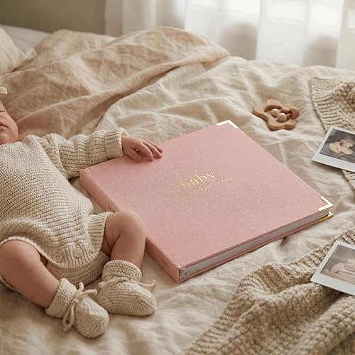 Pink - Keepsake Baby Memory Book for Boys and Girls – Timeless First 5 Year Baby Book – Neutral Journal Scrapbook or Photo Album - Record a Milestone for Every Event from Birth to Age 5