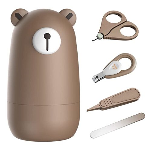 Baby Nail Clippers Set with Cute Case, Infant Fingernail and Toenail File Kit for Newborn Manicure and Pedicure, New Mom Grooming Gift - Bronze