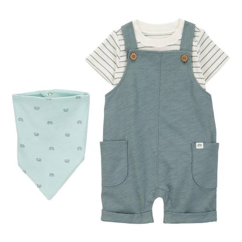 Baby Boy Carter's 3-Piece Striped Short Sleeve Tee, Shortall and Bib Set