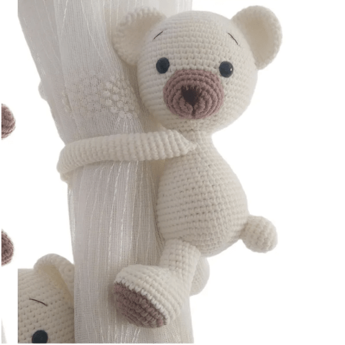 Safari Nursery Themed Animals Curtain Tie. Bear-Cream
