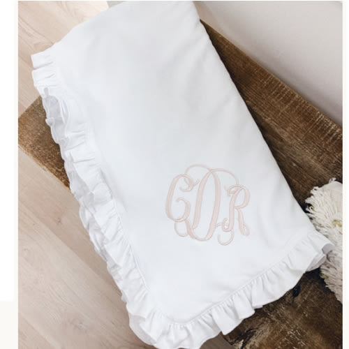 VINE MONOGRAM RUFFLE BLANKET – Caprilina