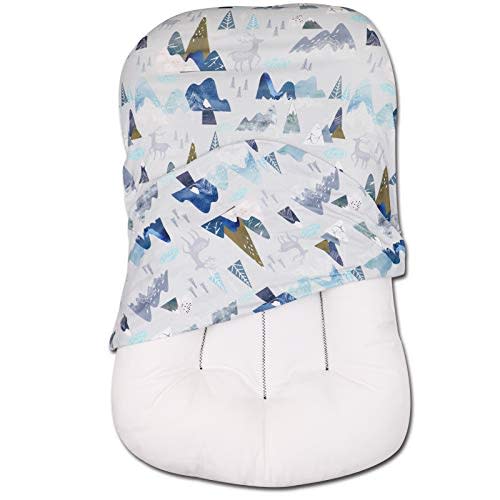 SWESEN Baby Lounger Cover, Removable Infant Lounger Slipcover for Boys Girls, Ultra Soft Cover for Newborn Lounger, Snug Fitting Design, Adventure Mountains