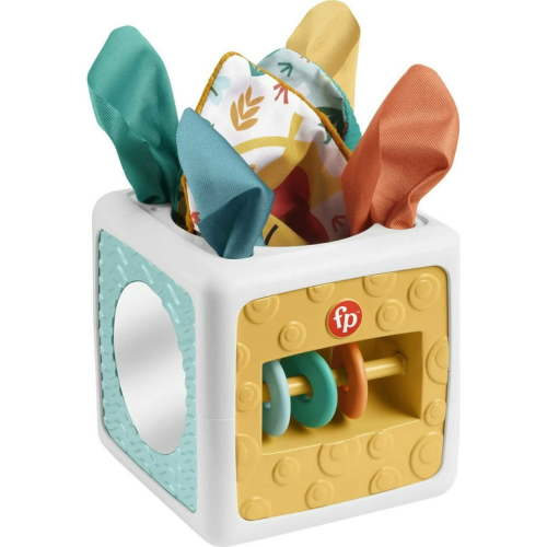 Fisher-Price Tissue Fun Activity Cube Baby Sensory Crinkle Toys for Newborns, Unisex
