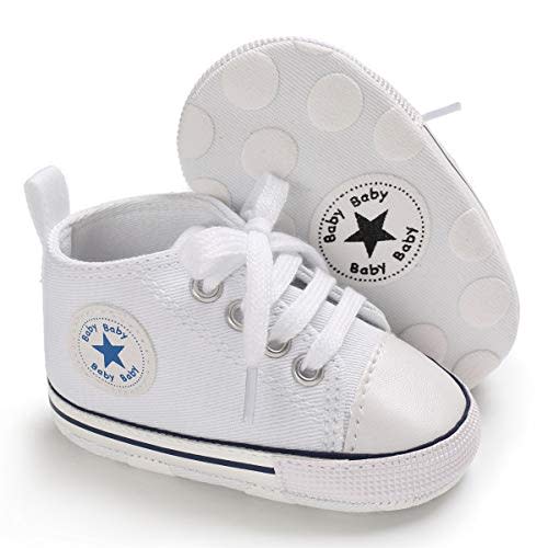 Tutoo Unisex Baby Boys Girls High Top Sneaker Soft Anti-Slip Sole Newborn Infant First Walkers Canvas Denim Shoes