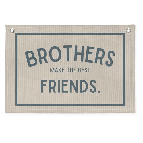 Wheatwin Brothers Make The Best Friends Banner, Boys Room Decor, Toddler Boy Room Decor, Linen Banner Wall Hanging Banner Flag Decor for Nursery Playroom 20x30