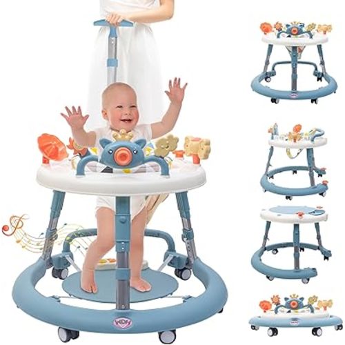 Baby Walker, Baby Walkers and Activity Center, Baby Walker Baby Jumper Activity Center,Baby Walker with Wheels for Boys Girls, Baby Walker with Wheels for 6-18 Months (Blue)