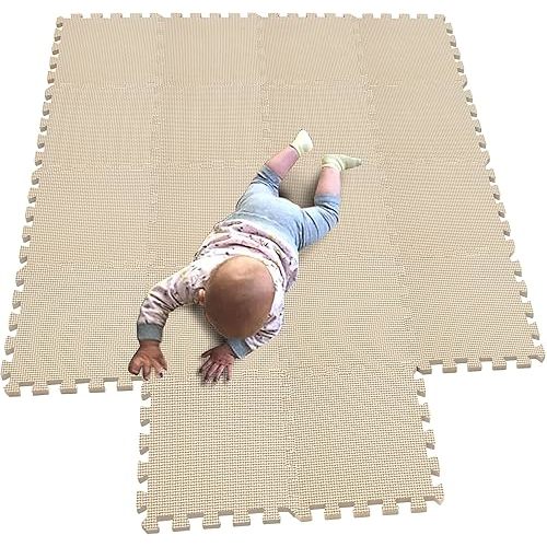 MQIAOHAM® 18 Pieces Puzzle Play Mats, Soft Baby Play Mat, Kids Interlocking Foam Floor Tiles, Toddlers Carpet Playmats G301018-110