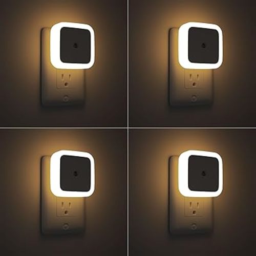 Sujeet Night Light, Night Lights Plug into Wall 4-Pack, Nightlight Plug in Night Light, Dusk to Dawn Night Lamp Led Night Light for Bedroom, Bathroom, Hallway Warm White