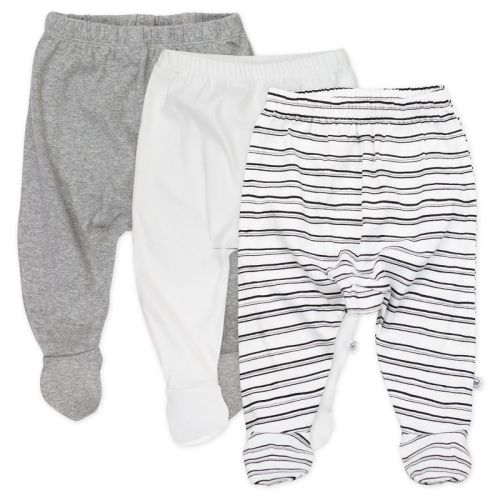 3-pack Organic Cotton Footed Pants Sketchy Stripe 6-9m