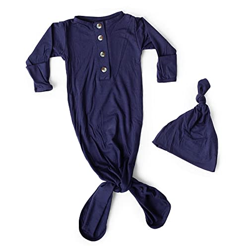 Stroller Society Newborn Knotted Baby Gown and Hat Set for Baby Boy or Baby Girl