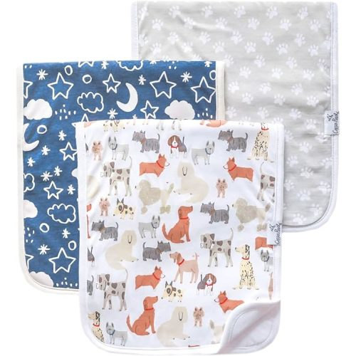 Copper Pearl Premium Baby Burp Cloths - 3-Pack Large Cotton Burp Cloths, Extra Soft Spit Up Rags with 3 Absorbent Layers, Perfect for Baby Boy and Baby Girl Gifts (21" x 10" Size, Rufus Set)