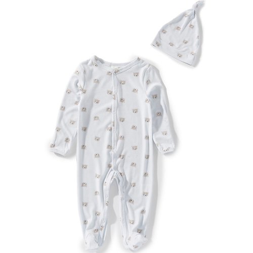 Starting Out Baby Boys Long Sleeve Footie Bear Coverall & Knot Hat 2-Piece Set Bear Footed