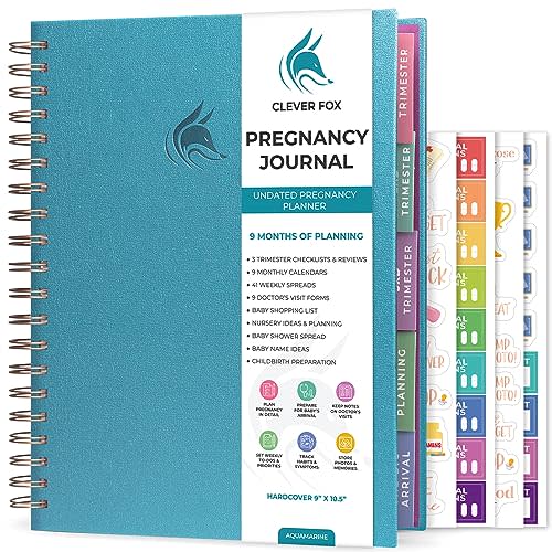 Clever Fox Pregnancy Journal & Memory Book - Pregnancy Planner & Notebook for Expecting Moms – Baby Keepsake, First Time Moms Gift (Aquamarine, 9" x 10.5")